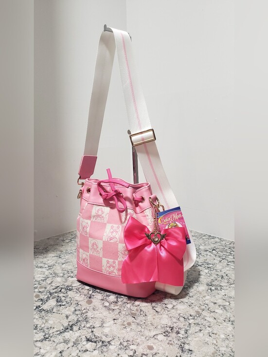 Handbags - Sailor Moon Pink Checkered Bucket Crossbody Bag NWT